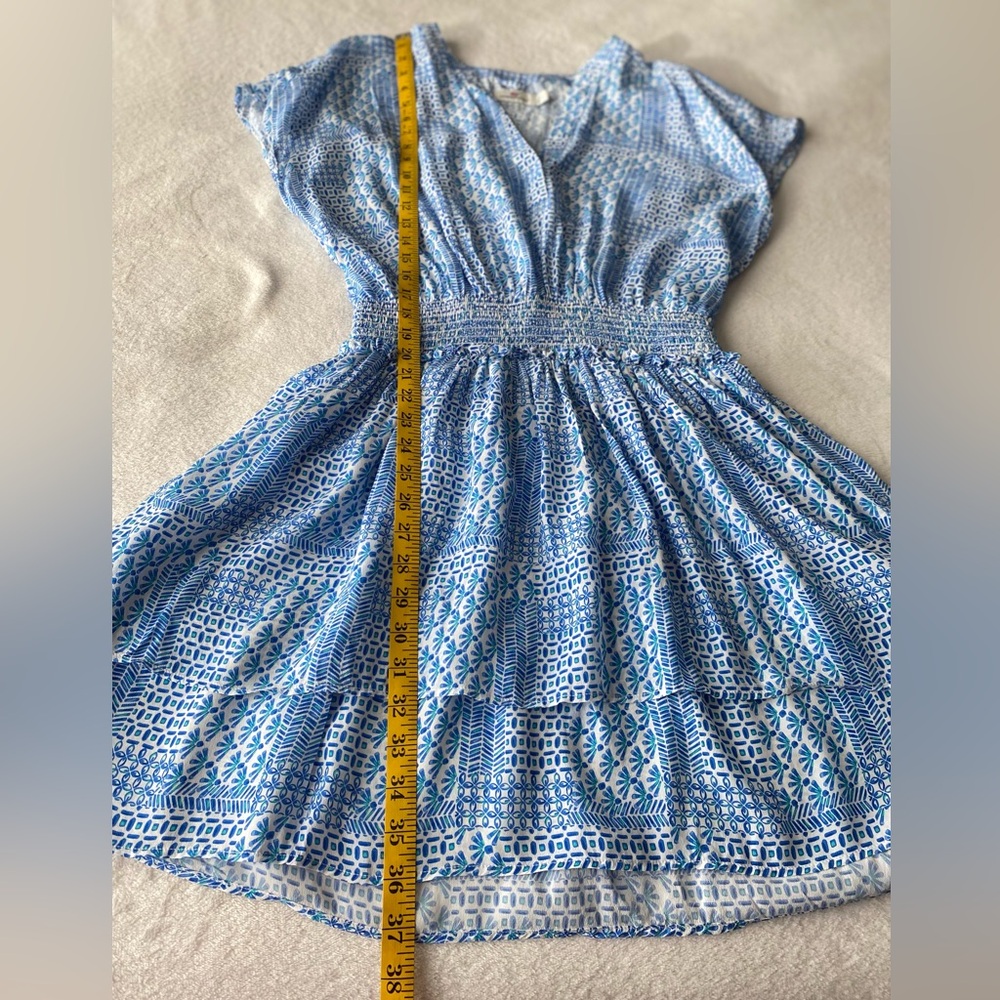 Vineyard Vines Sky Blue Printed Smocked Mini Dress - Picture 13 of 14
